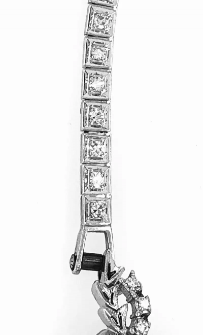 Bulova Ladies Wristwatch Art Deco Style with Diamonds