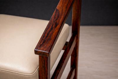 Bureau M veis Brazilian Modern Pair of Armchairs in Rosewood Beige Leather Bureau