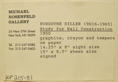 Burgoyne A Diller Study for Wall Construction 