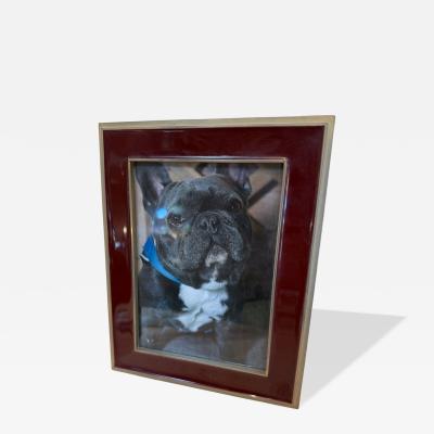 Burgundy and Brass Tabletop Picture Frame