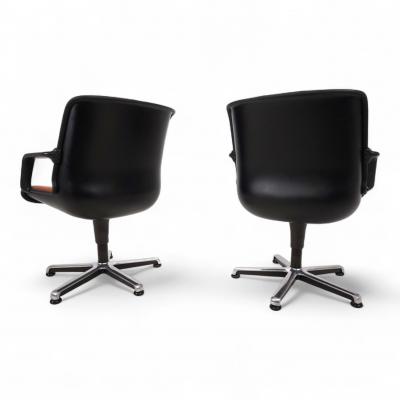 Burkhard Vogtherr Set of 2 Fr scher leather office chairs by Burkhard Vogtherr 1970