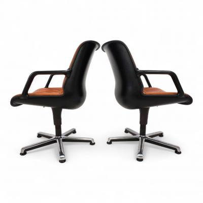 Burkhard Vogtherr Set of 2 Fr scher leather office chairs by Burkhard Vogtherr 1970