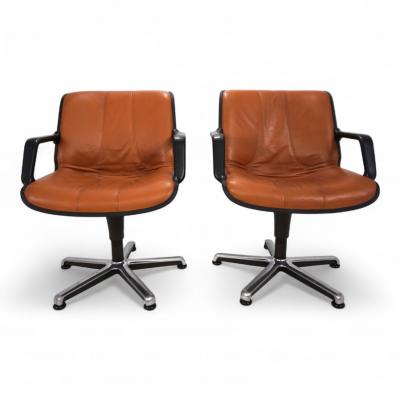 Burkhard Vogtherr Set of 2 Fr scher leather office chairs by Burkhard Vogtherr 1970