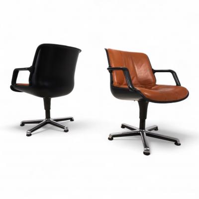 Burkhard Vogtherr Set of 2 Fr scher leather office chairs by Burkhard Vogtherr 1970