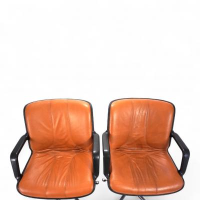 Burkhard Vogtherr Set of 2 Fr scher leather office chairs by Burkhard Vogtherr 1970
