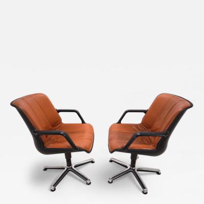 Burkhard Vogtherr Set of 2 Fr scher leather office chairs by Burkhard Vogtherr 1970