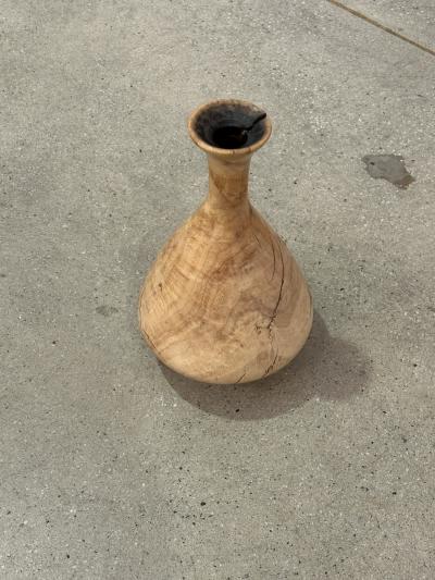 Burl Turned Wood Vase