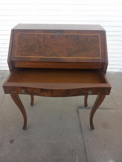 Burl Walnut Drop Front Desk