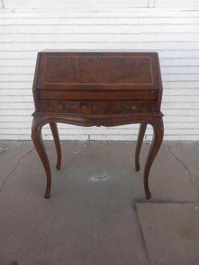 Burl Walnut Drop Front Desk