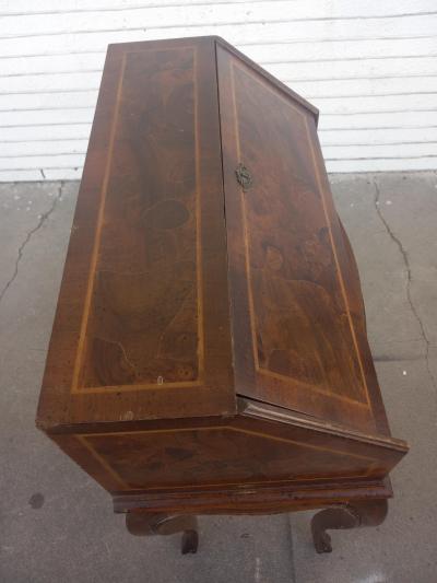 Burl Walnut Drop Front Desk