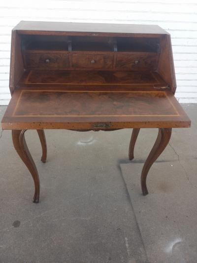 Burl Walnut Drop Front Desk