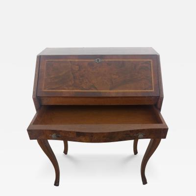 Burl Walnut Drop Front Desk