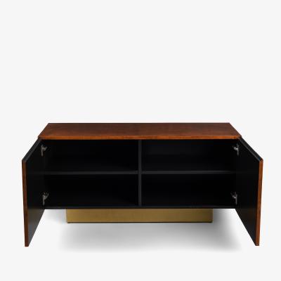 Burlwood Brass Petite Mid Century Style Cabinet