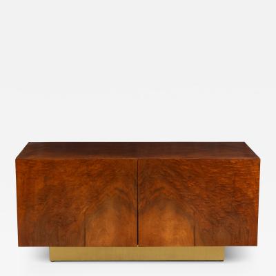 Burlwood Brass Petite Mid Century Style Cabinet