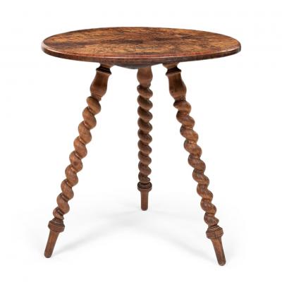 Burlwood Cricket Table upon Barleytwist Legs