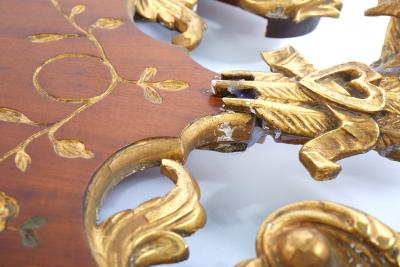 Burlwood Gilt Gold Frame Beveled Wall Mirror