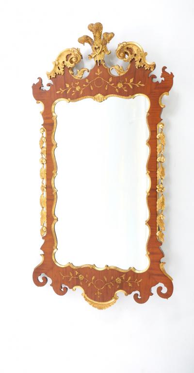 Burlwood Gilt Gold Frame Beveled Wall Mirror