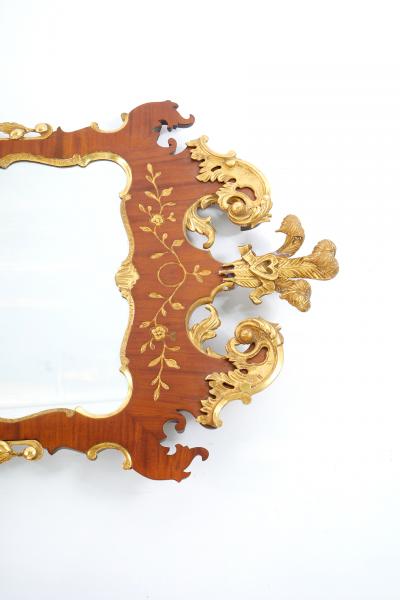 Burlwood Gilt Gold Frame Beveled Wall Mirror