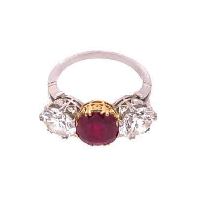 Burma Ruby Red and Diamond Dinner Ring Engagement Ring