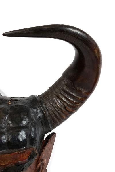 Burmese Carved Grotesque Horned Figure Wall Plaque