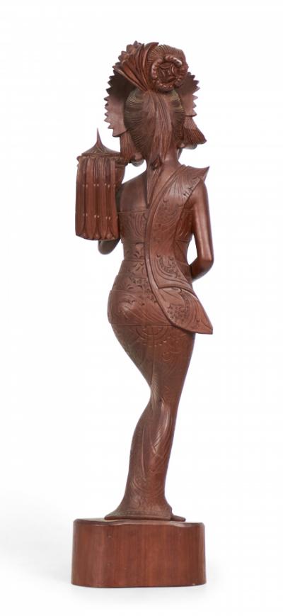 Burmese Carved Wooden Small Female Figure