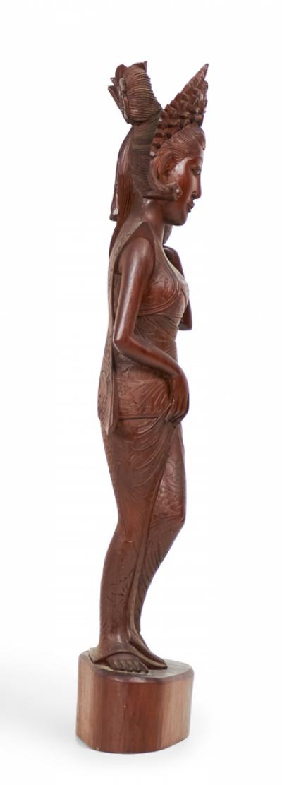 Burmese Carved Wooden Small Female Figure