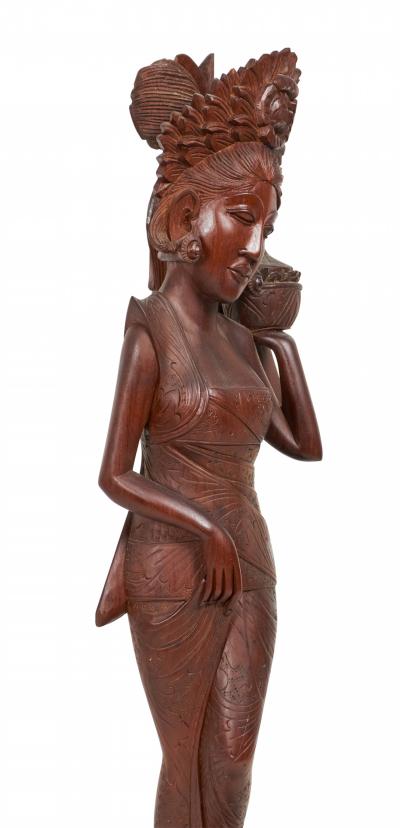 Burmese Carved Wooden Small Female Figure