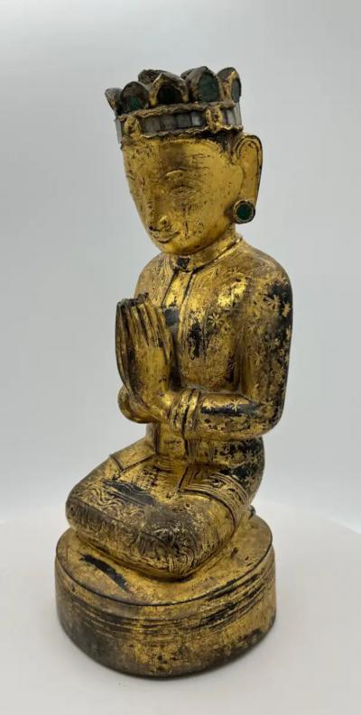Burmese Painted Giltwood Buddha