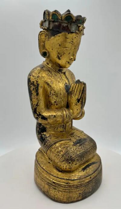 Burmese Painted Giltwood Buddha