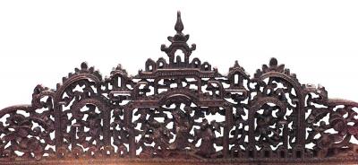Burmese Style Carved Teak Wall Mirror