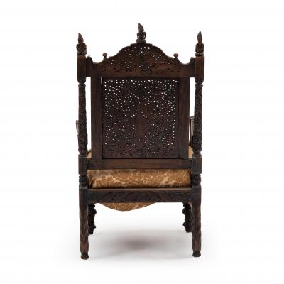 Burmese Walnut Filigree Arm Chair