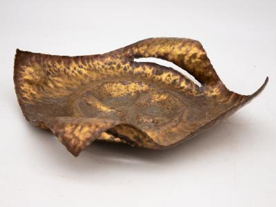 Burnished Metal Brutalist Inspired Tray Late 20th Century