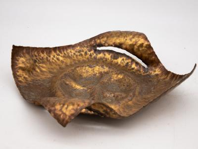 Burnished Metal Brutalist Inspired Tray Late 20th Century