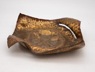 Burnished Metal Brutalist Inspired Tray Late 20th Century