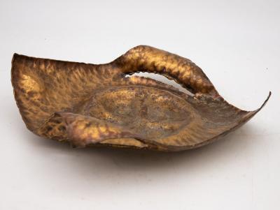 Burnished Metal Brutalist Inspired Tray Late 20th Century