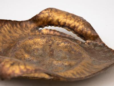 Burnished Metal Brutalist Inspired Tray Late 20th Century