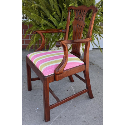 Burton Ching Chippendale Arm Chair W Scalamandre Stripe