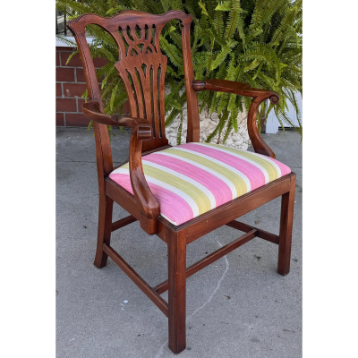 Burton Ching Chippendale Arm Chair W Scalamandre Stripe