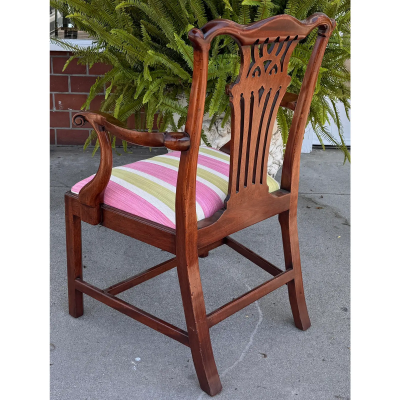 Burton Ching Chippendale Arm Chair W Scalamandre Stripe