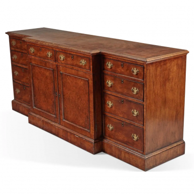 Burton Ching George III Style Burl Walnut Credenza Sideboard Cabinet