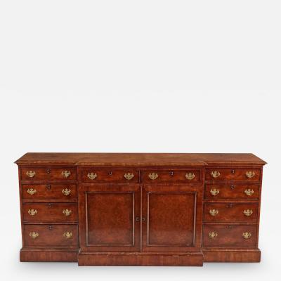 Burton Ching George III Style Burl Walnut Credenza Sideboard Cabinet