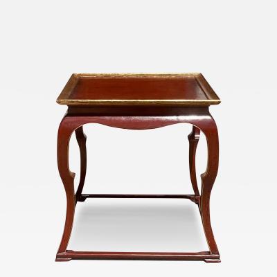 Burton Ching Ming Style Red Chinoiserie Side Table