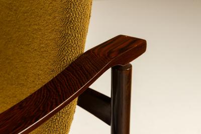 Busnelli Pair of Tiki Armchairs in Ochre Fabric by Busnelli Italy 1960s