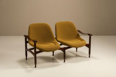 Busnelli Rare Tiki Bench Produced by Busnelli Newly Upholstered Italy 1960s