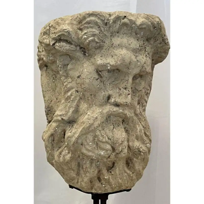 Bust of Roman or Greek Man Venetian Style Metal Stand Sculpture 20th C 