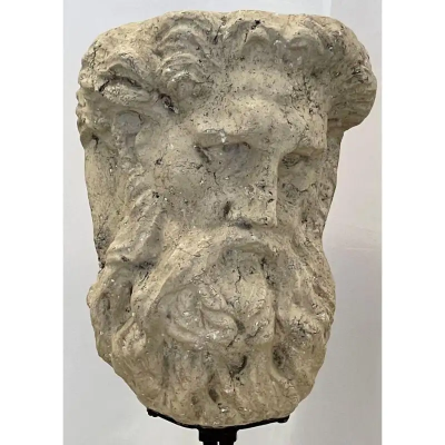 Bust of Roman or Greek Man Venetian Style Metal Stand Sculpture 20th C 