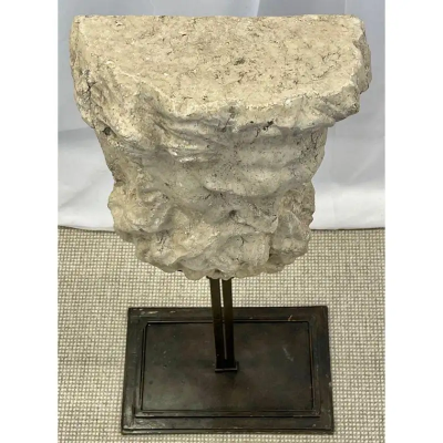 Bust of Roman or Greek Man Venetian Style Metal Stand Sculpture 20th C 