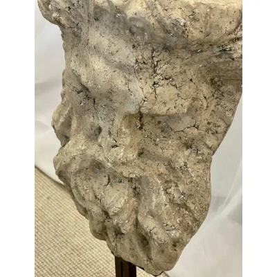 Bust of Roman or Greek Man Venetian Style Metal Stand Sculpture 20th C 