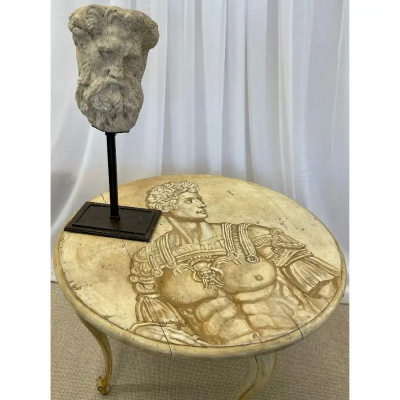 Bust of Roman or Greek Man Venetian Style Metal Stand Sculpture 20th C 