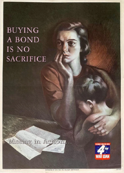 Buying A Bond Is No Sacrifice Vintage WWII 4th War Loan Treasury Poster 1943